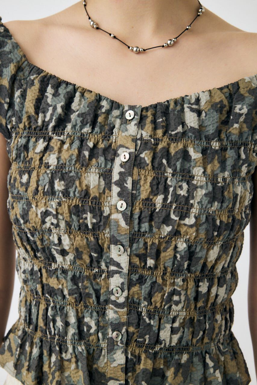 MOUSSY「OPEN NECK GATHER ブラウス」|シャツ・ブラウス|