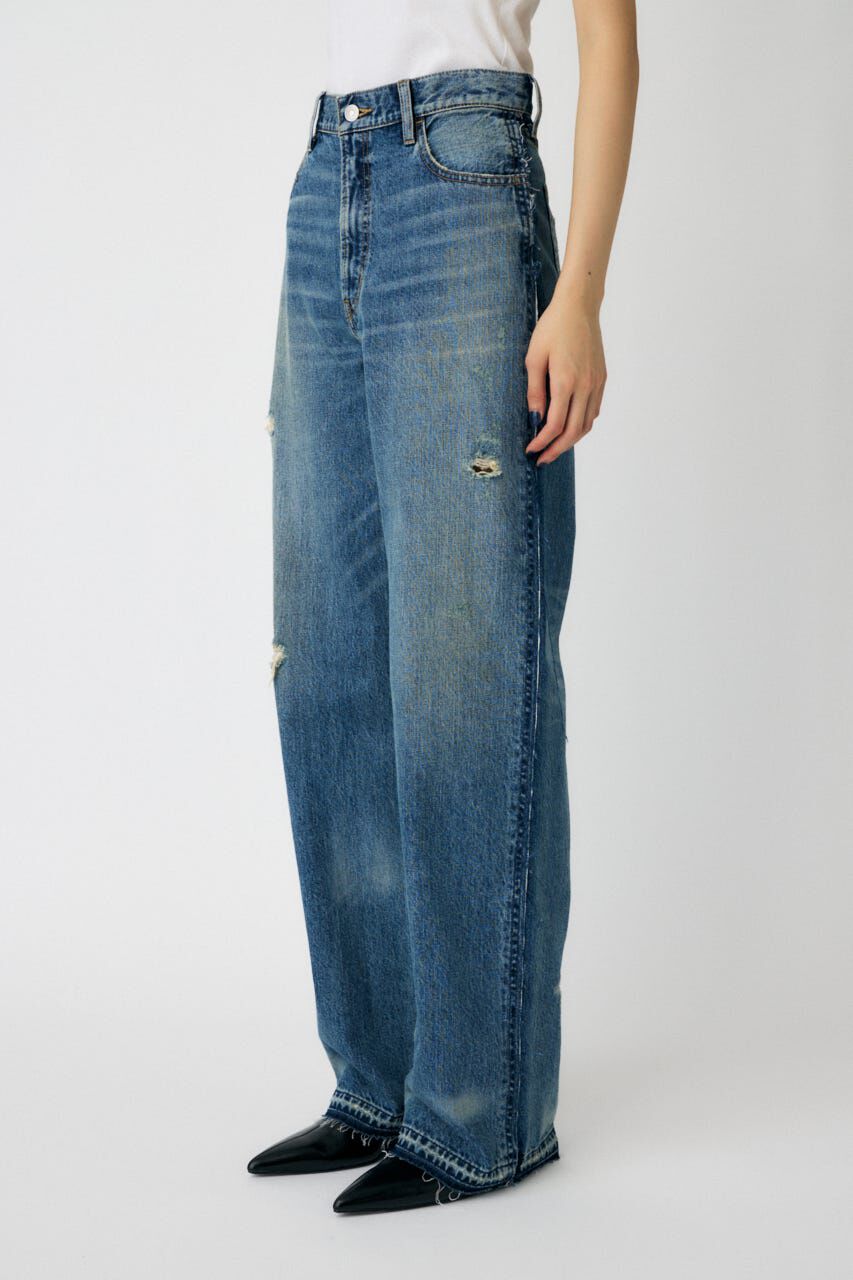 MOUSSY「MIDRISE RIPPED ストレート」|デニム|