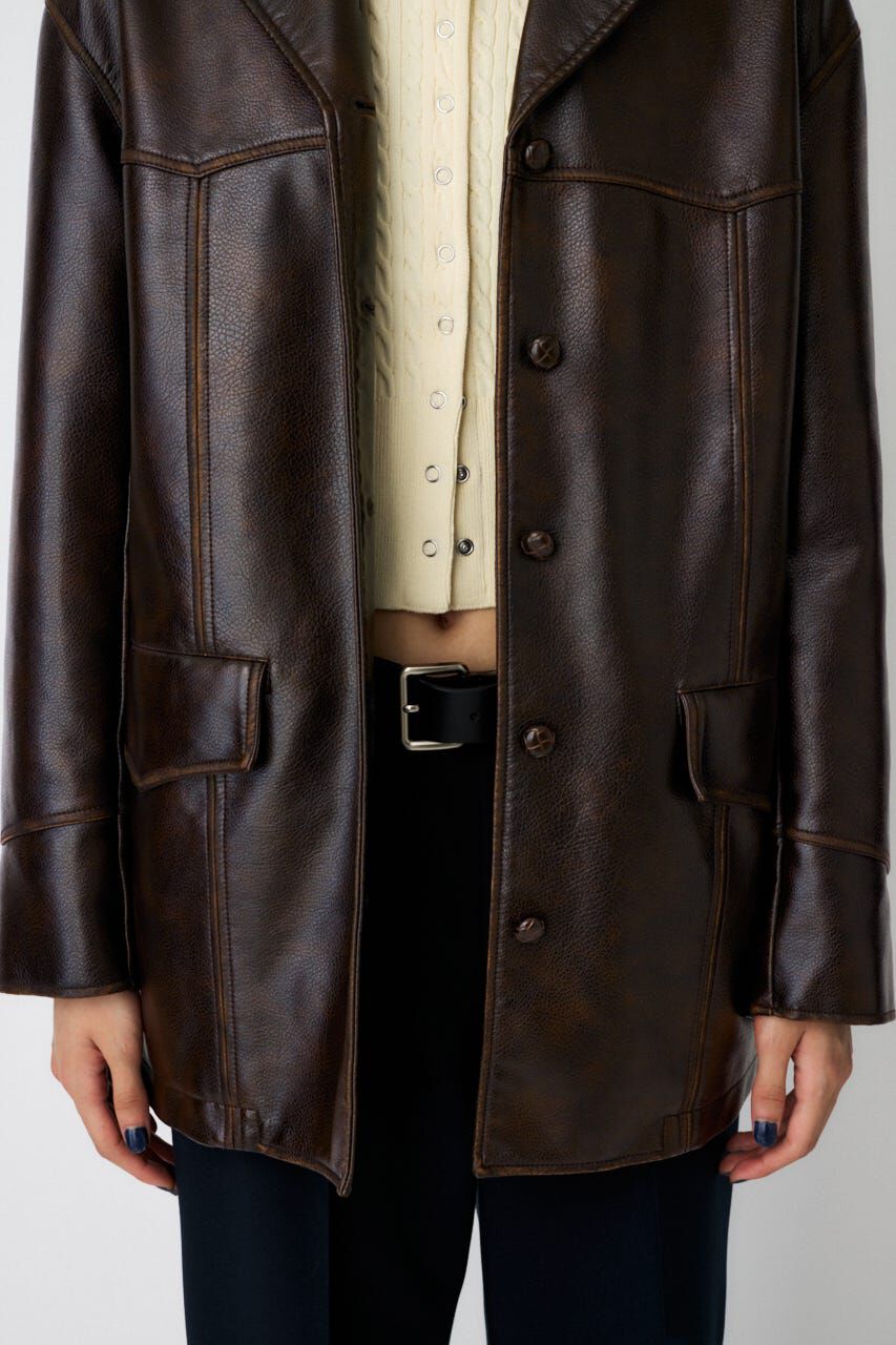 MOUSSY「F/LEATHER 70s HALF コート」|その他|