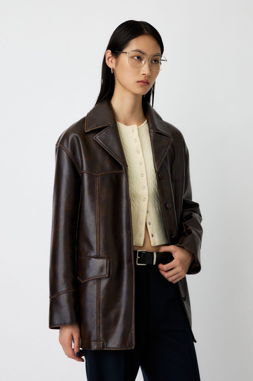 MOUSSY「F/LEATHER 70s HALF コート」|その他|