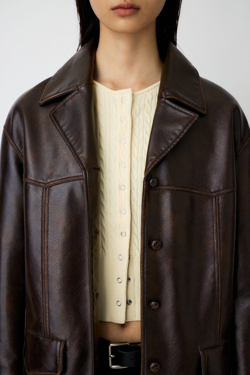 MOUSSY「F/LEATHER 70s HALF コート」|その他|