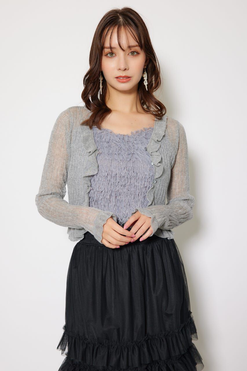 rienda「シアーフリルショートカーディガン」|カーディガン|GRY