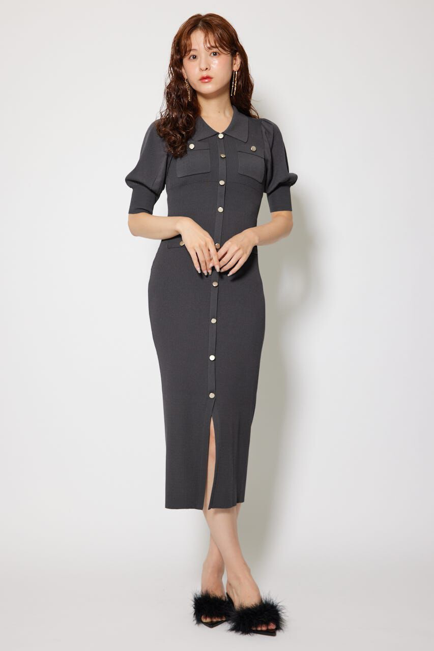 rienda「パフスリーブニットタイトワンピース」|ワンピース|