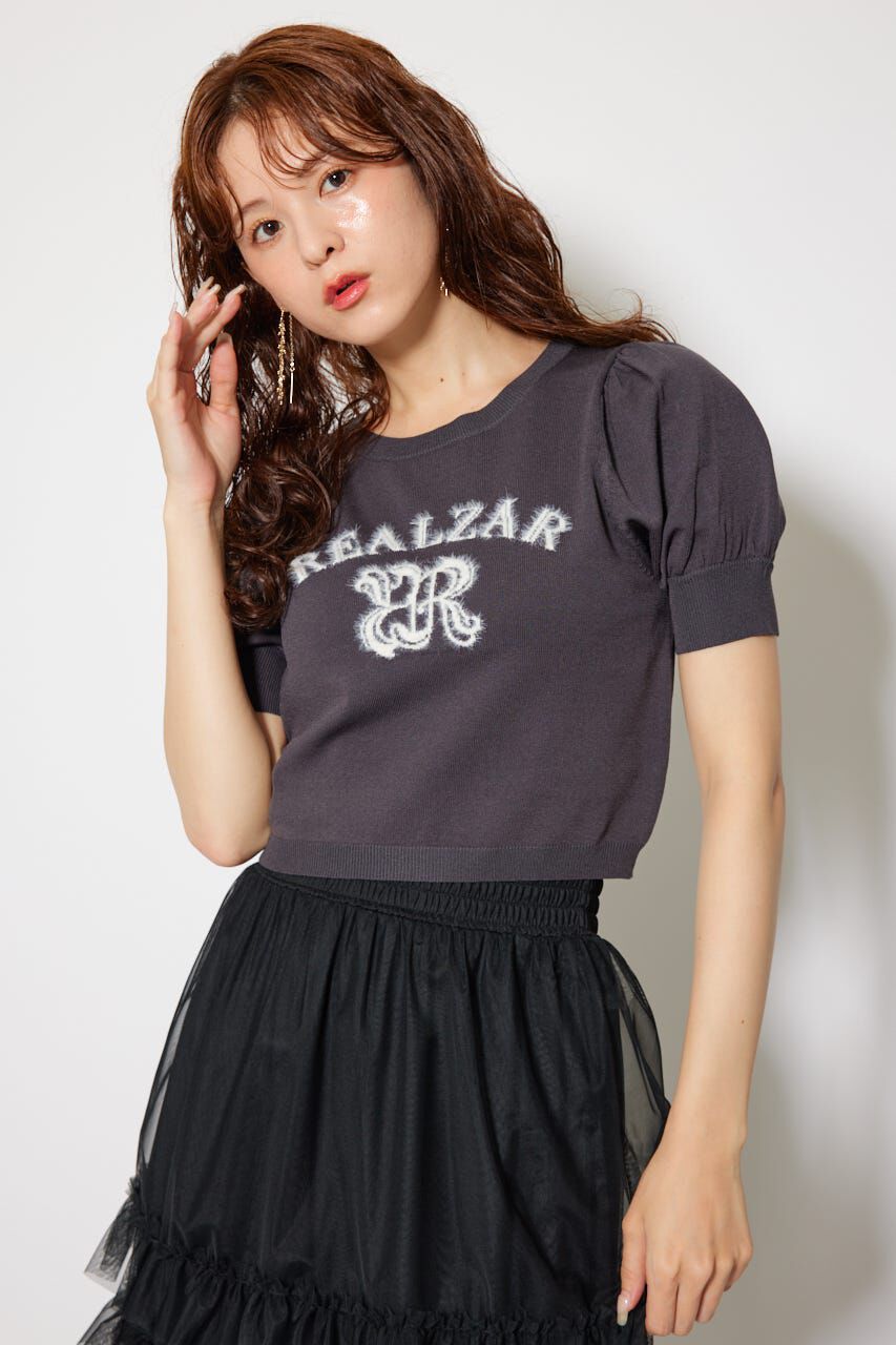 rienda「ジャガードロゴニットトップス」|ニット・セーター|