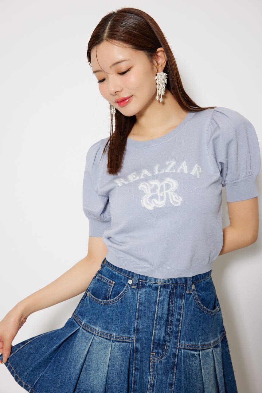 rienda「ジャガードロゴニットトップス」|ニット・セーター|