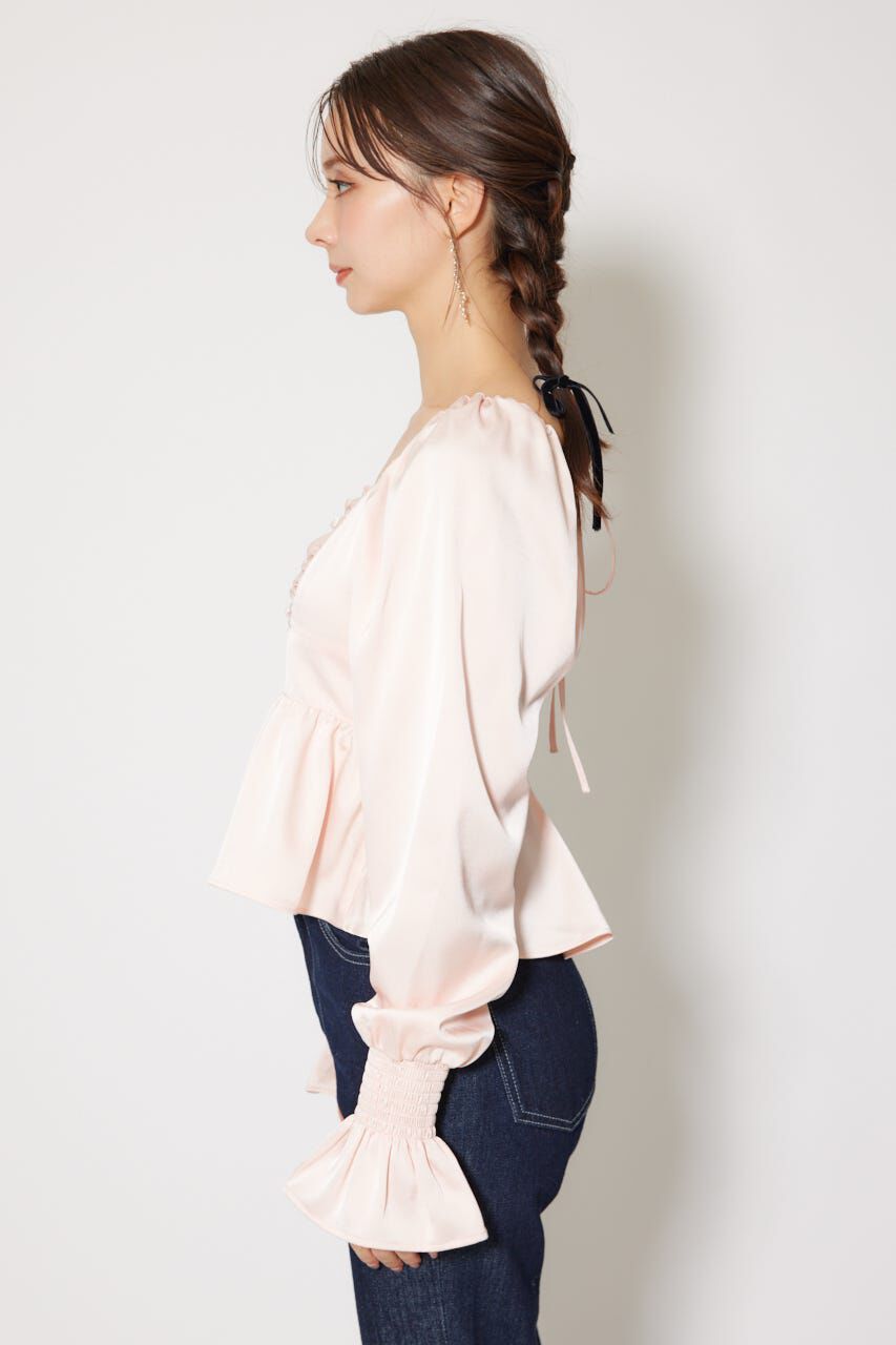 rienda「ギャザーペプラムブラウス」|シャツ・ブラウス|