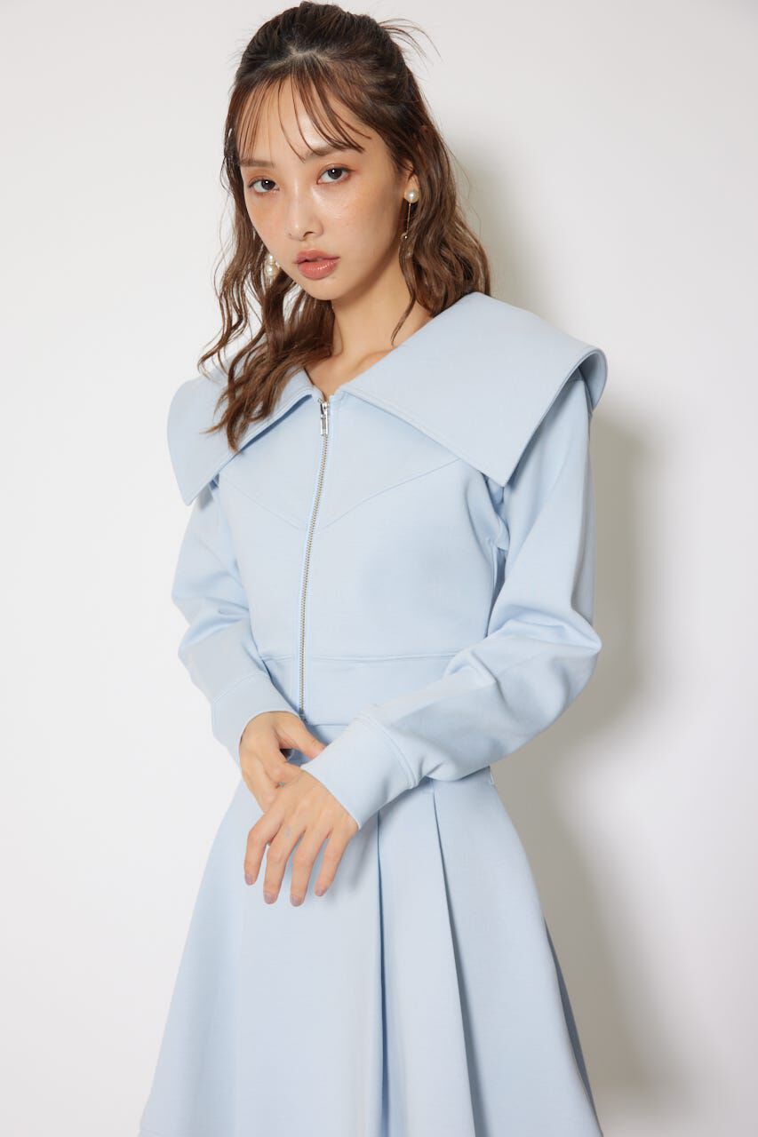 rienda「BIGカラーフロントZIPトップス」|Tシャツ・カットソー|L/BLU1