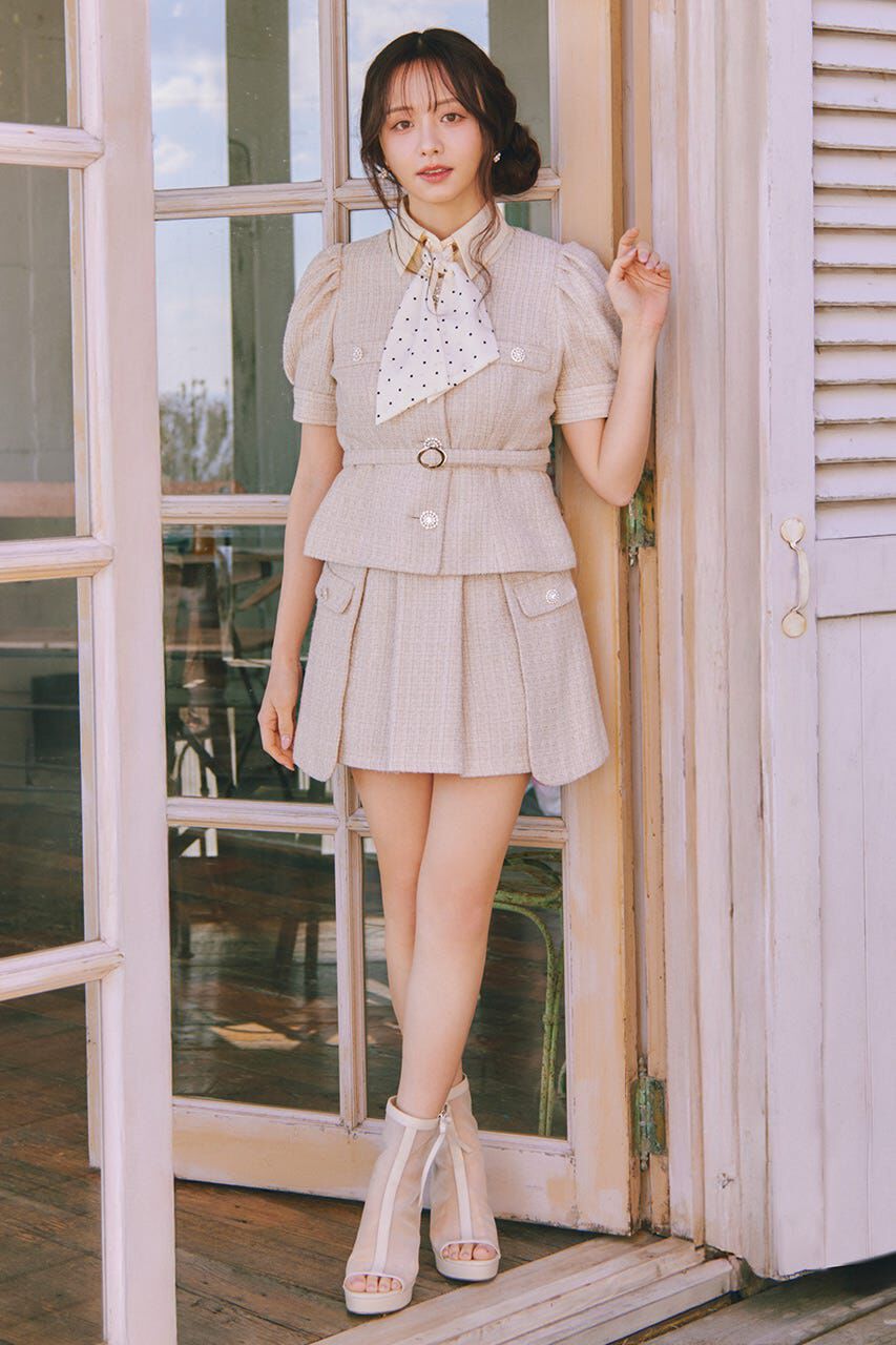 rienda「サイドラップツイードスコートショートパンツ」|その他|BEG