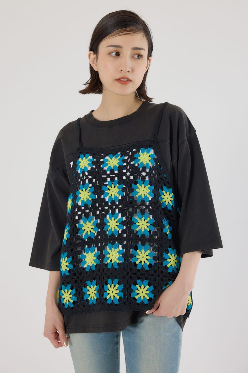 RODEO CROWNS「FLOWERクロシェキャミソール」|キャミソール|柄BLK5