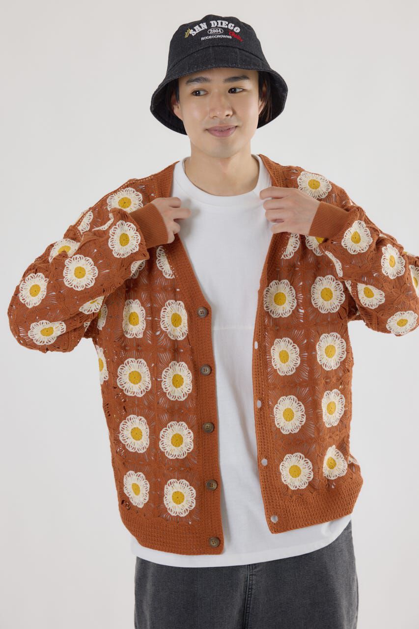 RODEO CROWNS「クロシェフラワーニットカーディガン」|カーディガン|D/ORG3
