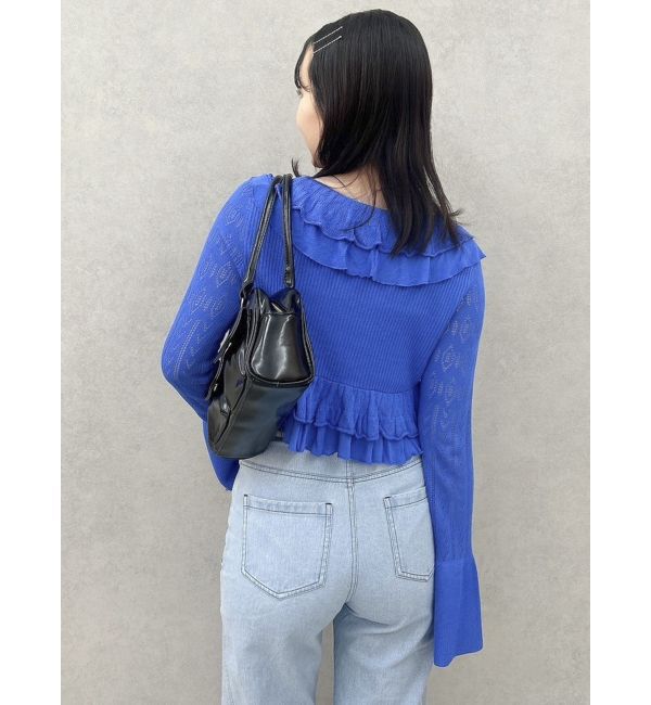 dazzlin「ペプラムフリルリボンカーデ」|カーディガン|