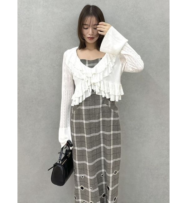 dazzlin「ペプラムフリルリボンカーデ」|カーディガン|