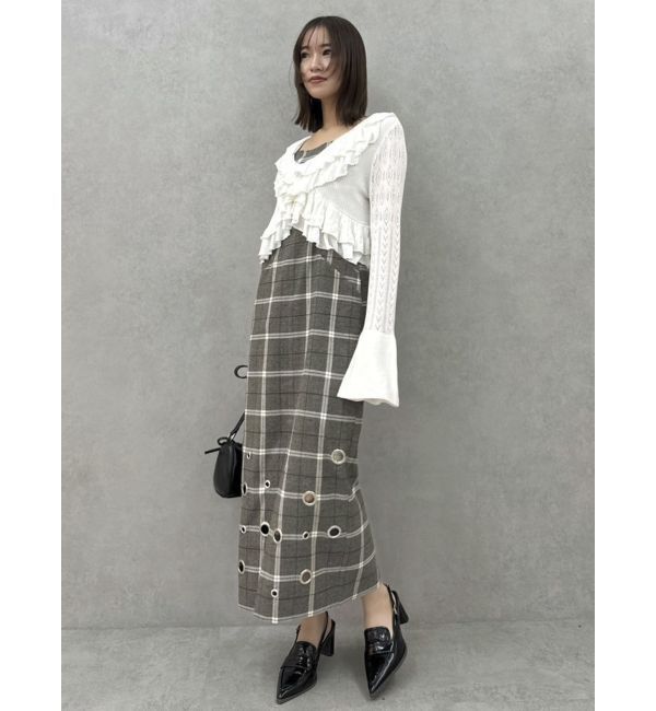 dazzlin「ペプラムフリルリボンカーデ」|カーディガン|