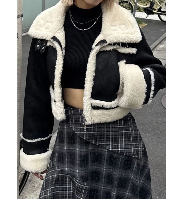 EMODA「ショートフェイクムートンブルゾン」|ブルゾン・スタジャン|