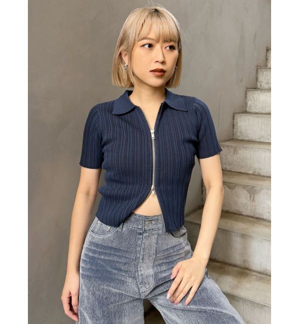 MURUA「フロントZIPポロニット」|ニット・セーター|