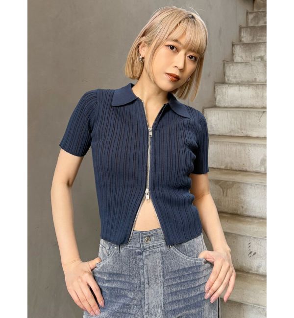 MURUA「フロントZIPポロニット」|ニット・セーター|