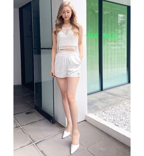 GYDA「メッシュラインストーントップス」|タンクトップ|