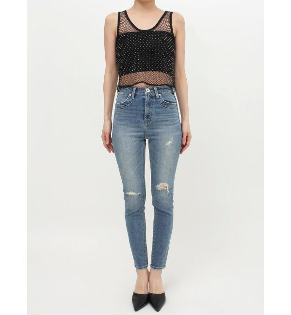 GYDA「メッシュラインストーントップス」|タンクトップ|