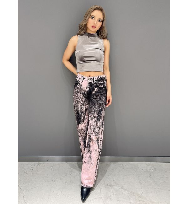 GYDA「ハイウエスト Tie Dyeワイドデニムパンツ」|デニム|