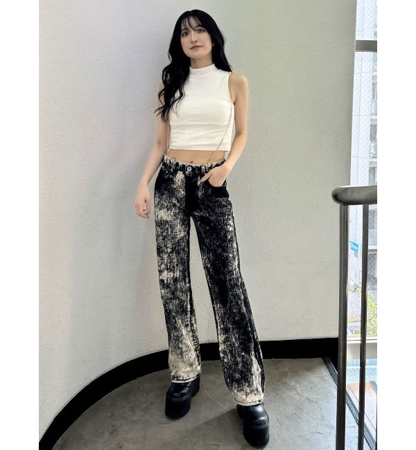 GYDA「ハイウエスト Tie Dyeワイドデニムパンツ」|デニム|