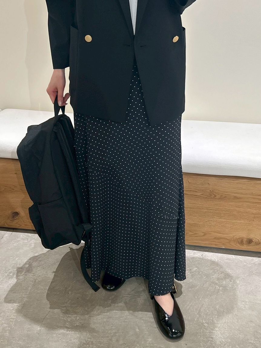 Mila Owen「ドットプリントスパイラルナロースカート」|スカート|BLK