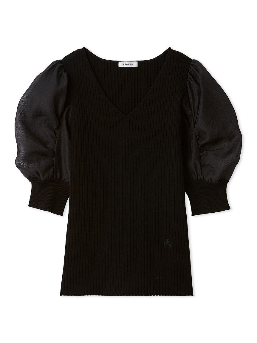 FRAY I.D「パフスリーブニットトップス」|ニット・セーター|BLK