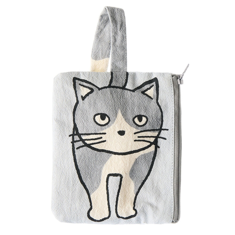 AND PACKABLE「ティッシュポーチ AND PACKABLE 通販 ティッシュ入れ ポーチ ミニポーチ 猫 ねこ」|その他|グレー1