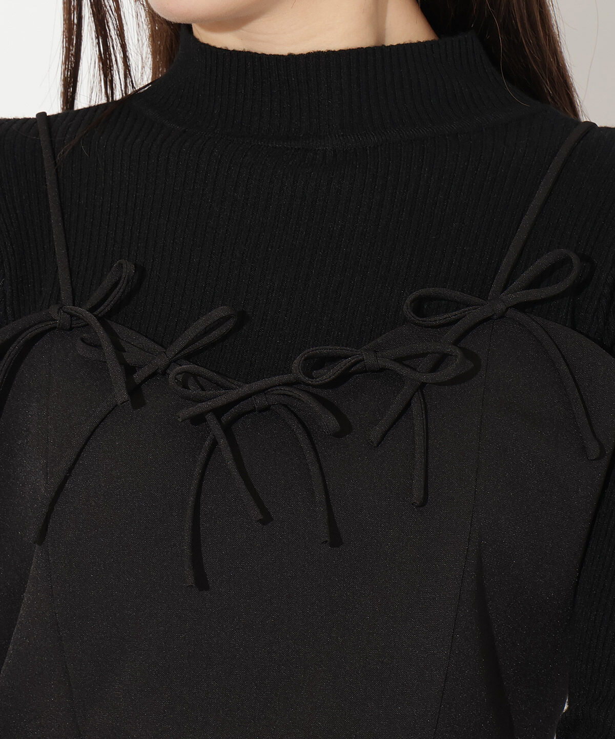 アンドクチュール「リボンビスチェ＋リブニットプルオーバー」|ニット・セーター|