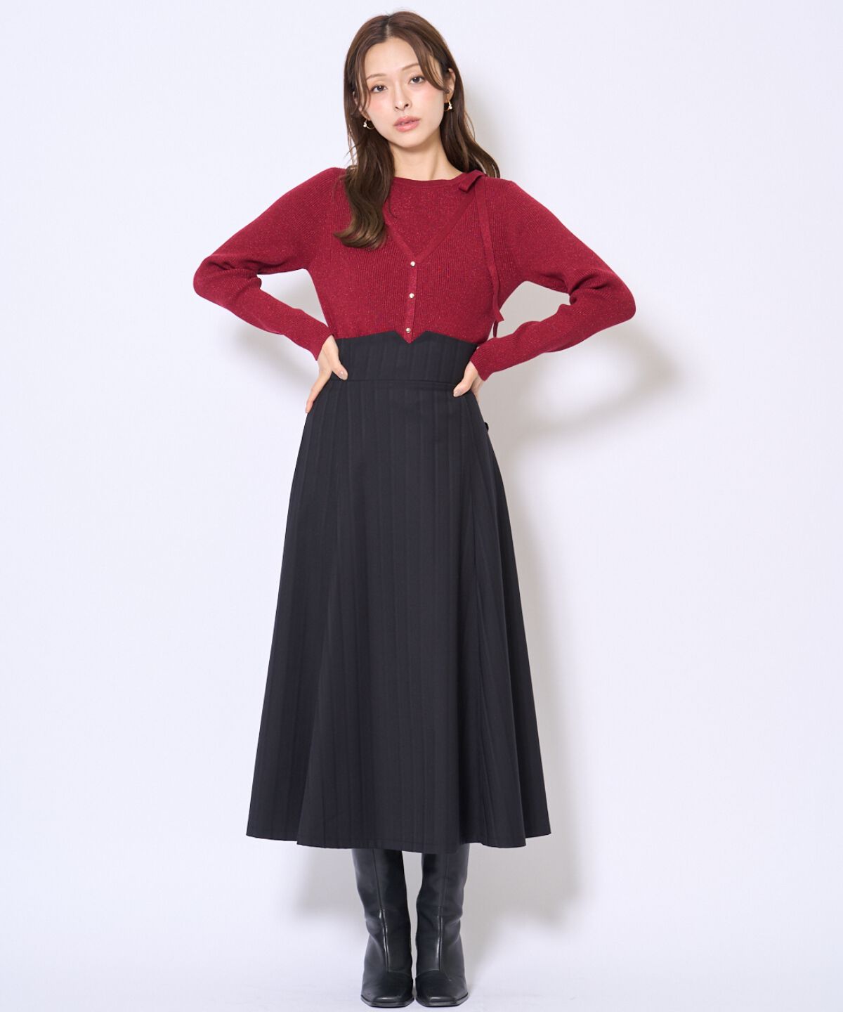 アンドクチュール「ホルタードッキングカーディガン風プルオーバー」|ニット・セーター|