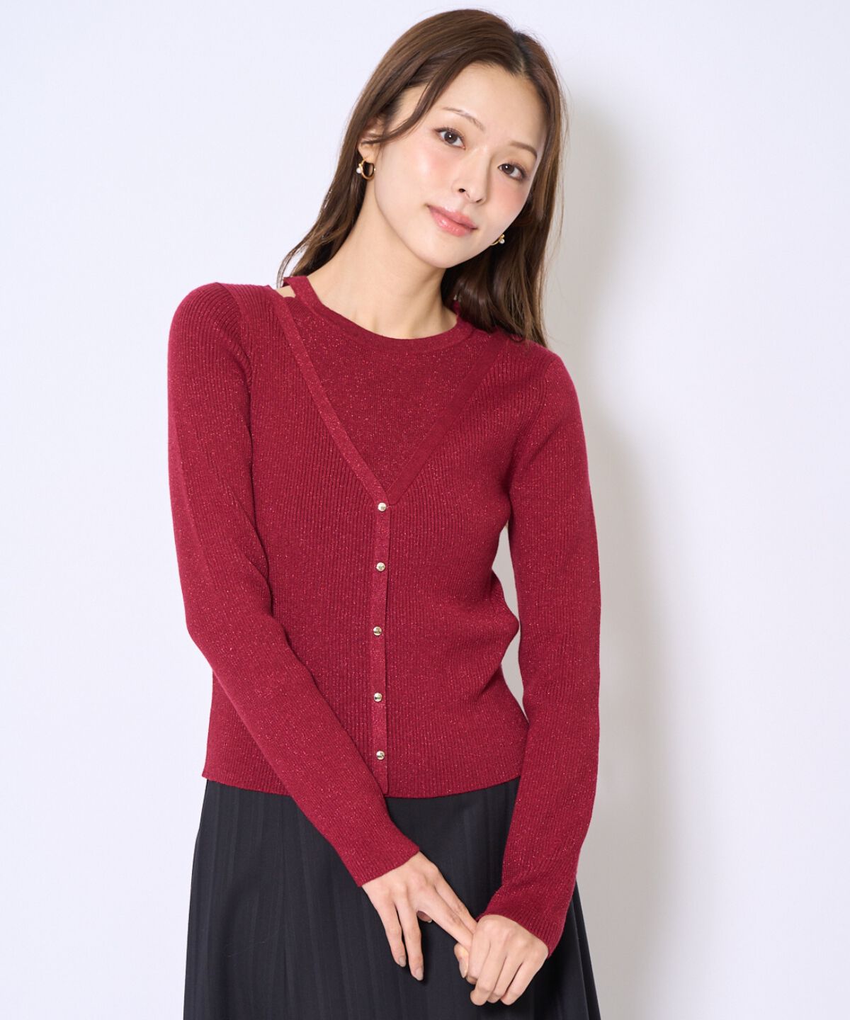 アンドクチュール「ホルタードッキングカーディガン風プルオーバー」|ニット・セーター|