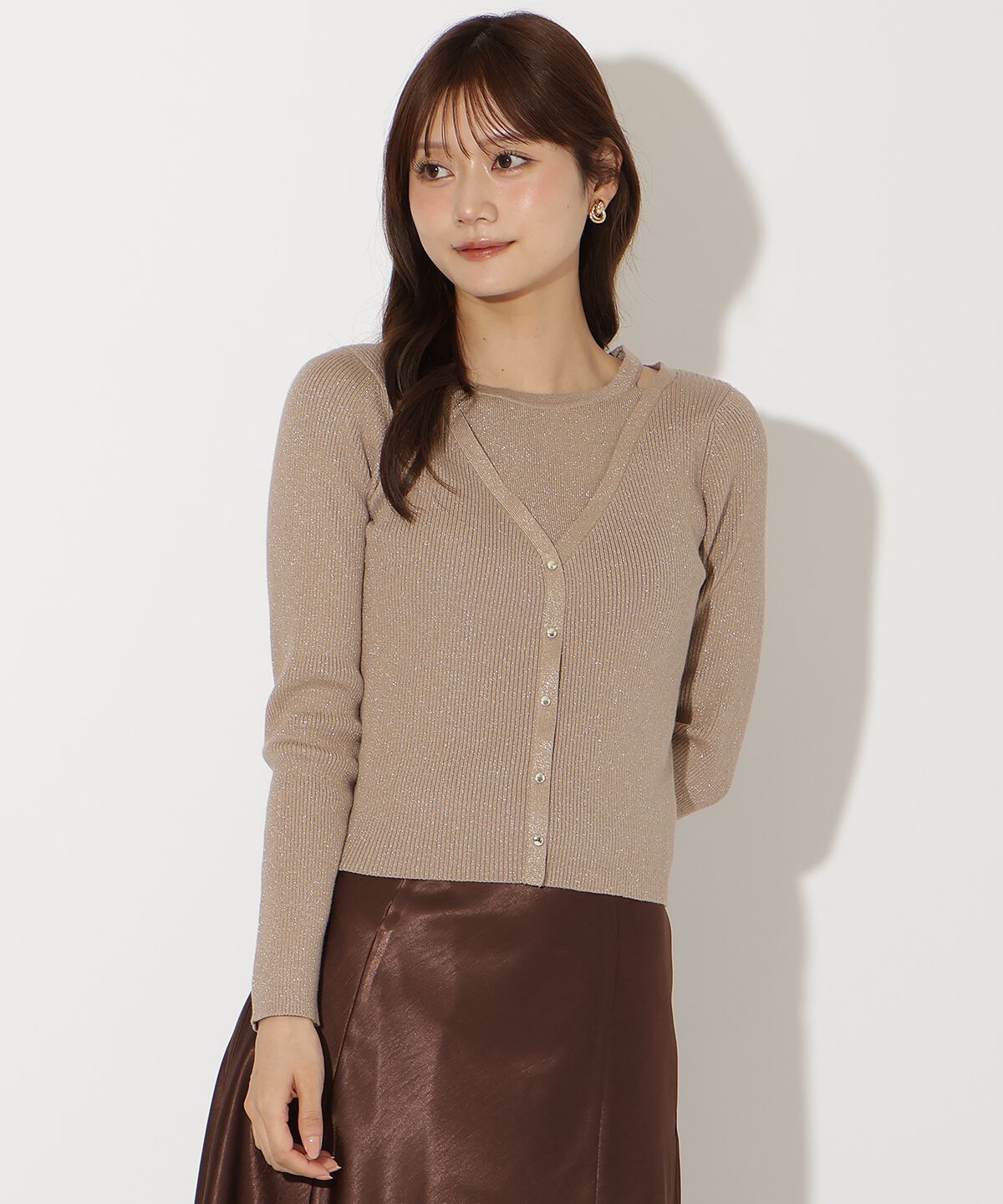 アンドクチュール「ホルタードッキングカーディガン風プルオーバー」|ニット・セーター|