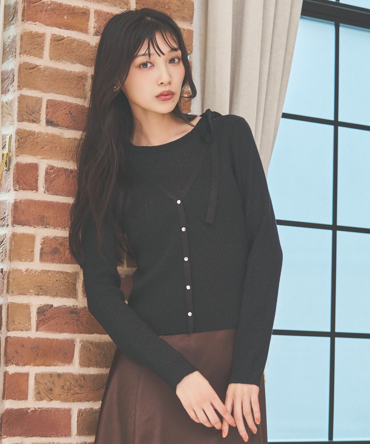 アンドクチュール「ホルタードッキングカーディガン風プルオーバー」|ニット・セーター|