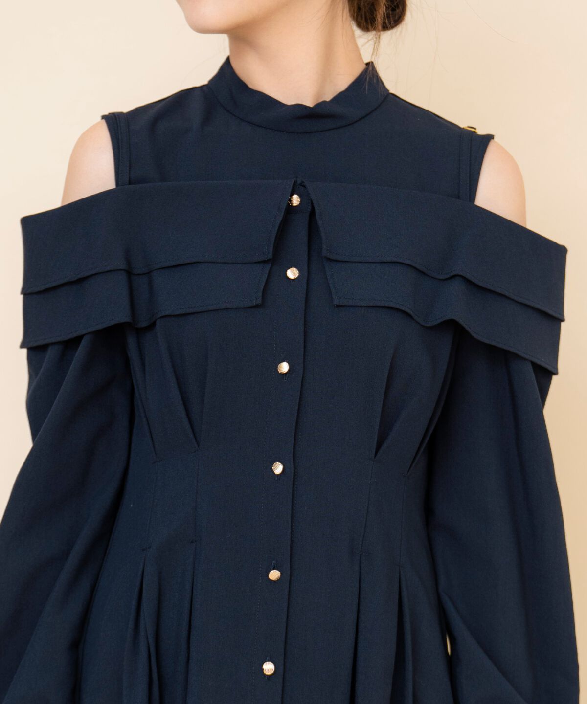 REDYAZEL「オープンショルダーシャツワンピース」|ワンピース|