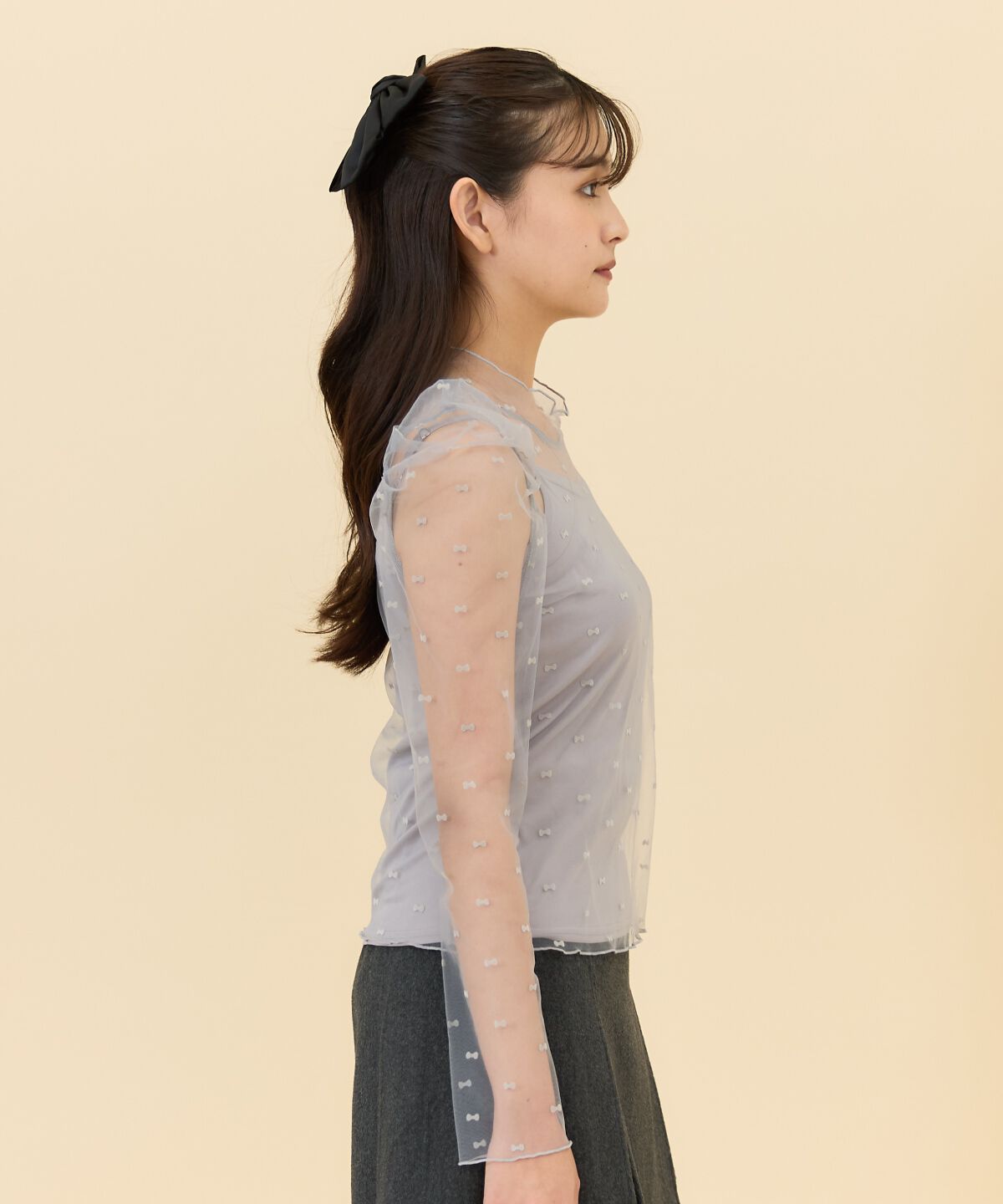 REDYAZEL「リボンフロッキーチュールブラウス」|シャツ・ブラウス|