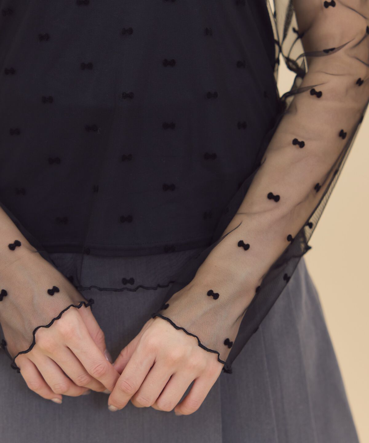 REDYAZEL「リボンフロッキーチュールブラウス」|シャツ・ブラウス|