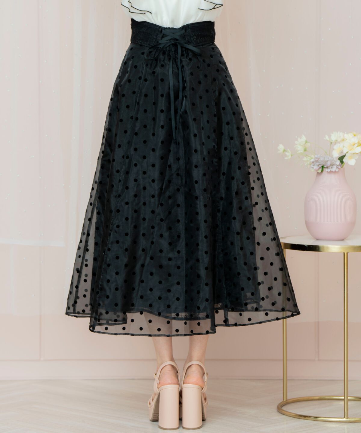 WILLSELECTION「ドット&times;レースレイヤードスカート」|フレア|