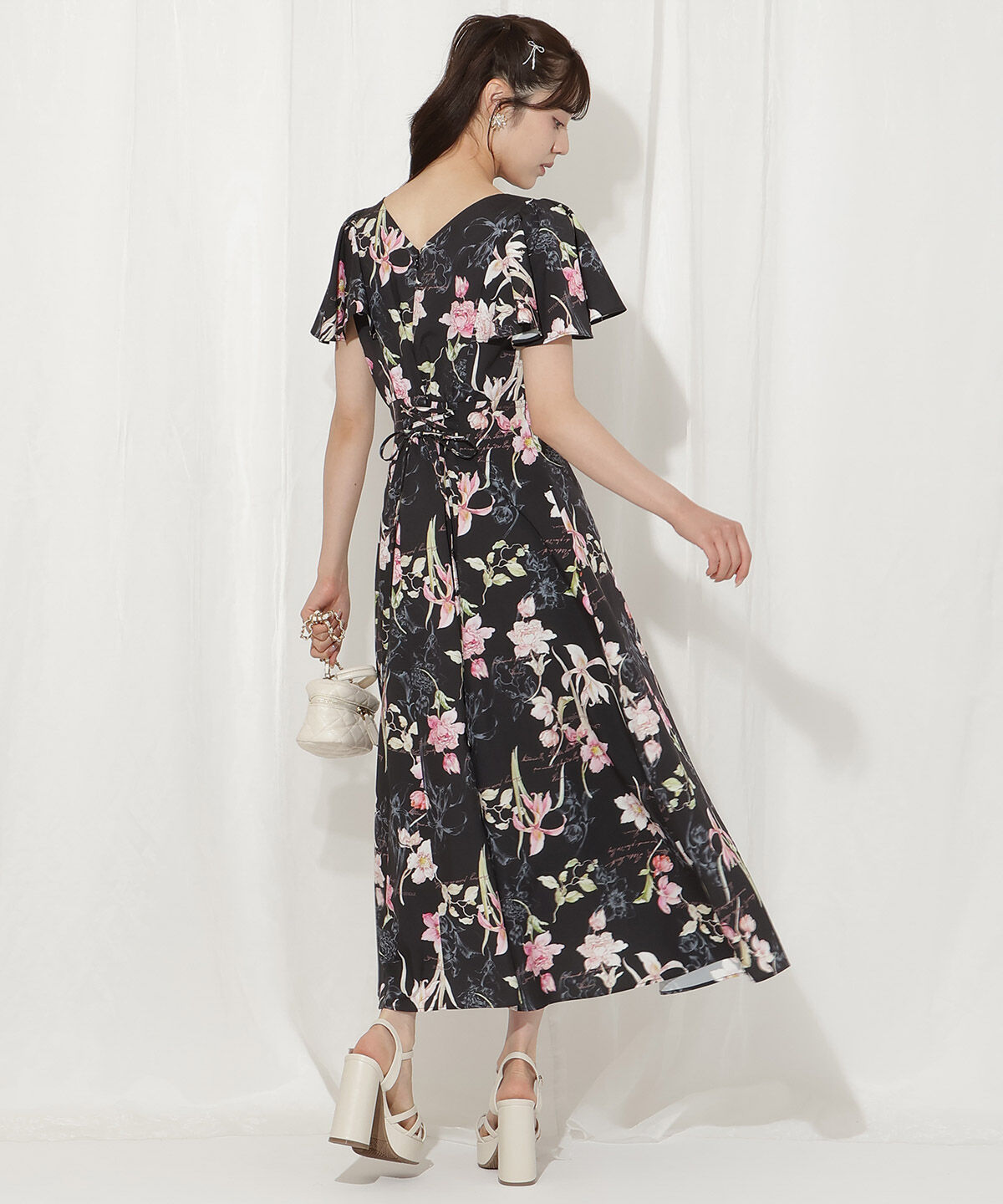 WILLSELECTION「ボタニカルフラワーフレアスリーブワンピース」|ワンピース|