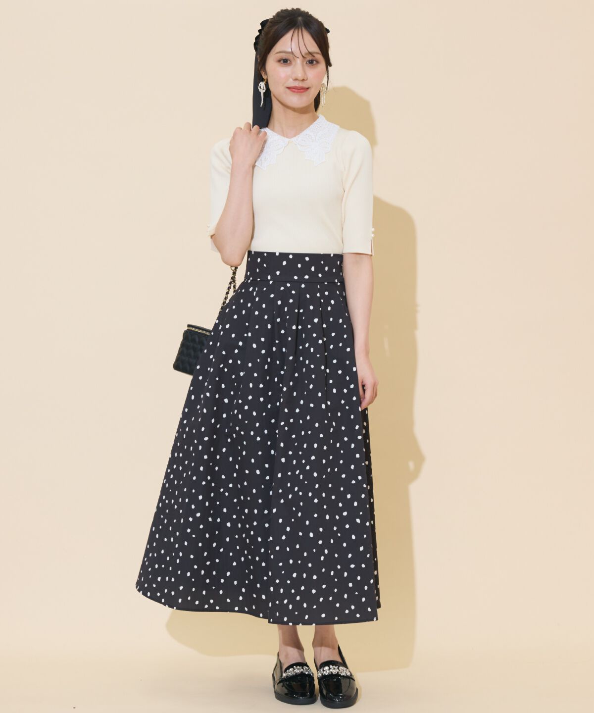 WILLSELECTION「ダルメシアンプリントボリュームタックスカート」|フレア|
