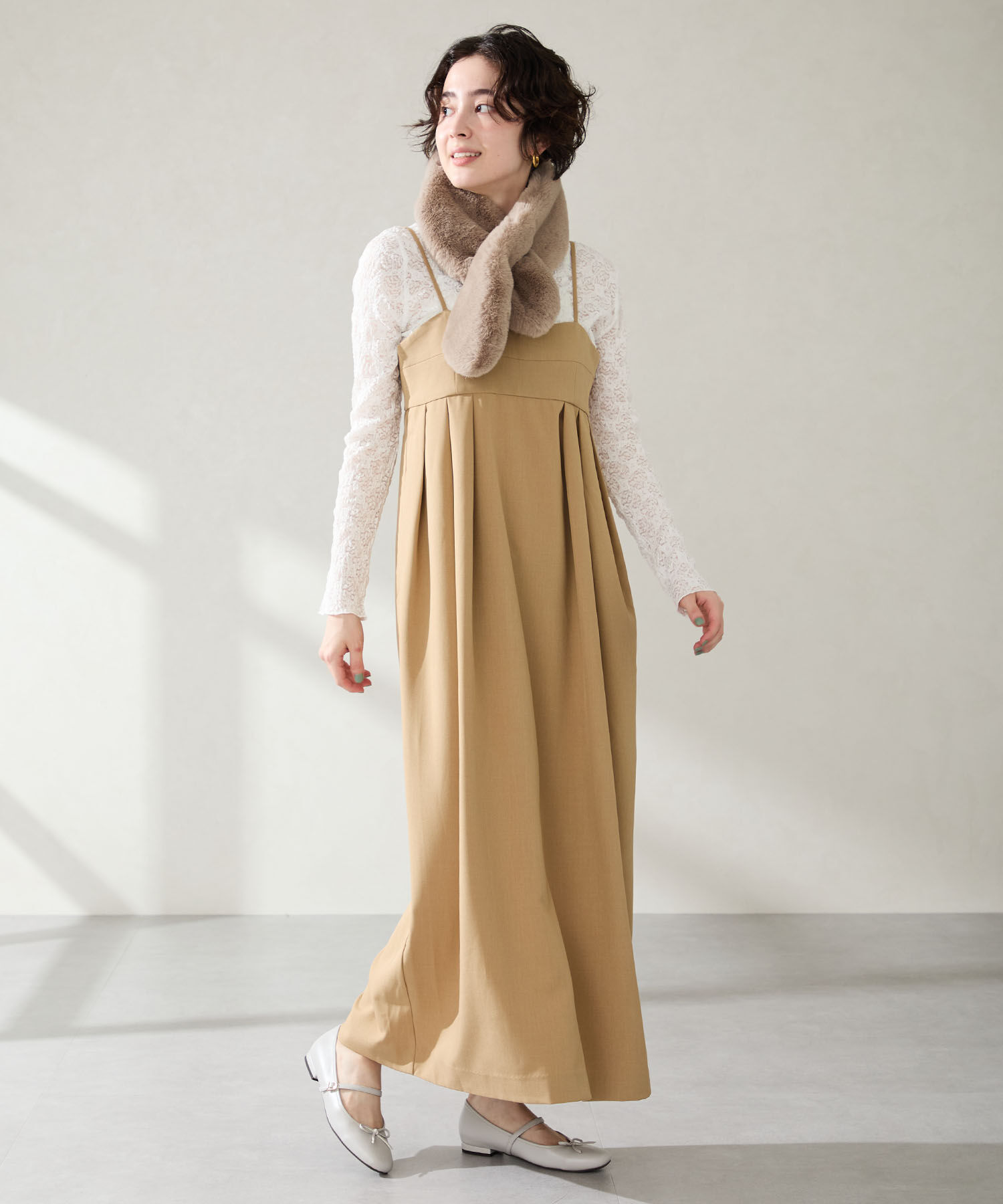 WA Oriental TRaffic「 メリージェーン バレエ パンプス /52313 防寒 起毛 ファー ゴムストラップ」|パンプス|