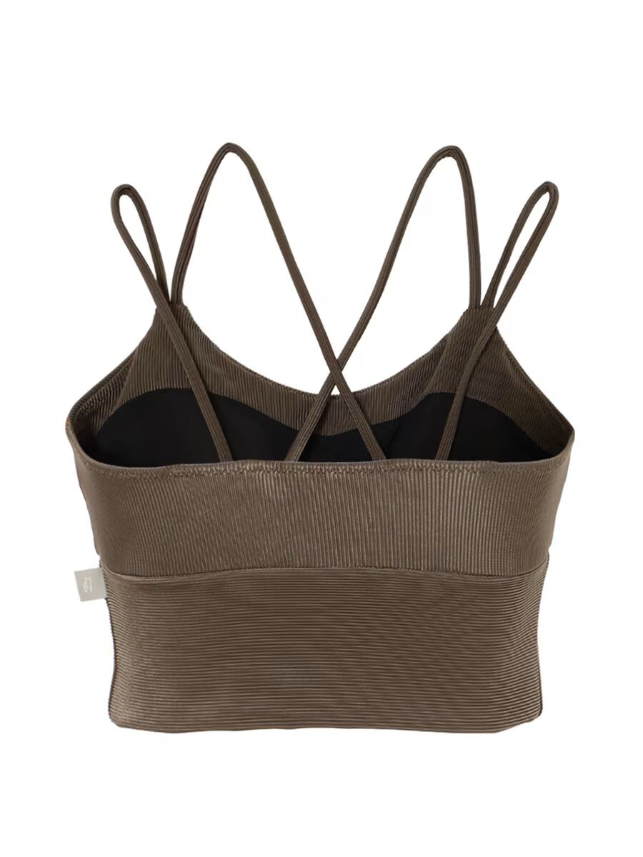 ALBOVE「リブ素材ストラッピーショルダーブラトップス」|スポーツ|