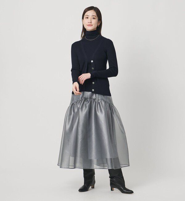 UNITED ARROWS「シルクリブ Vネック カーディガン」|カーディガン|