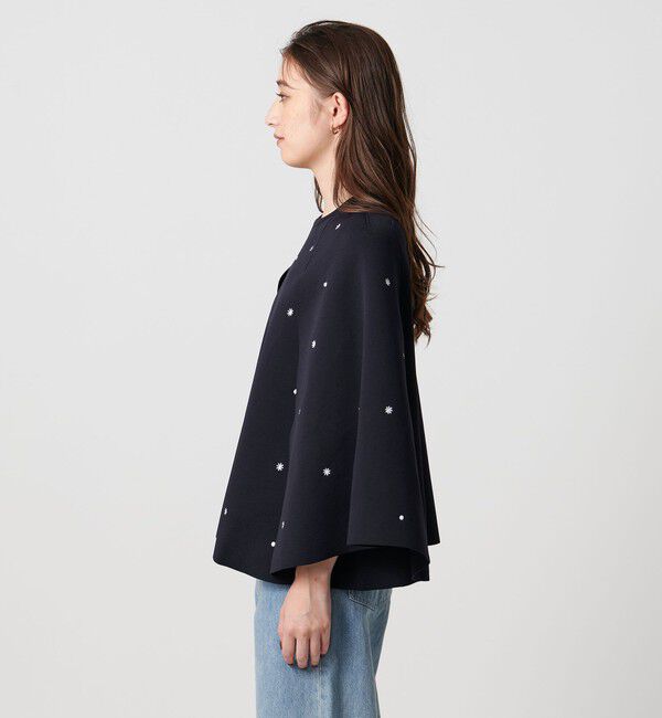UNITED ARROWS「エンブロイダリー フラワー ケープニット ‐ウォッシャブル‐」|ニット・セーター|