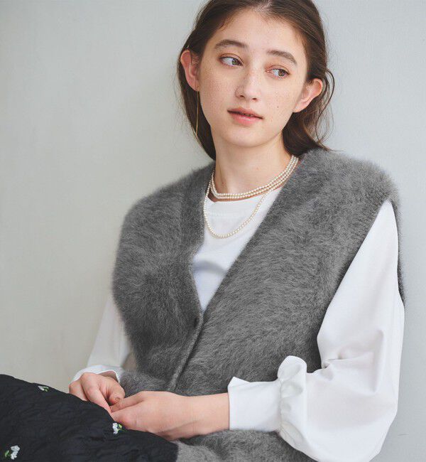 UNITED ARROWS「フォックスカシミヤ Vネック ベスト」|ベスト・ジレ|MD.GRAY