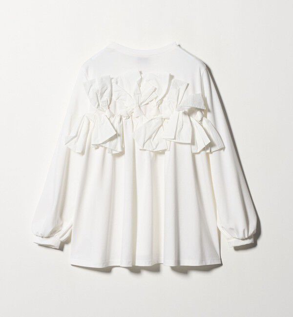 UNITED ARROWS「リボン コンビ パフスリーブ カットソー ‐ウォッシャブル‐」|Tシャツ・カットソー|