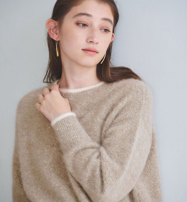 UNITED ARROWS「フォックスカシミヤ スパンコール クルーネックニット」|ニット・セーター|