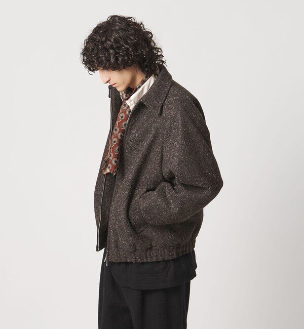 UNITED ARROWS「＜District＞ブラウン ツイード ジップブルゾン」|ブルゾン・スタジャン|DK.BROWN