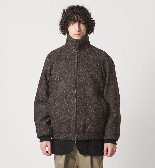 UNITED ARROWS「＜District＞ブラウン ツイード ジップブルゾン」|ブルゾン・スタジャン|