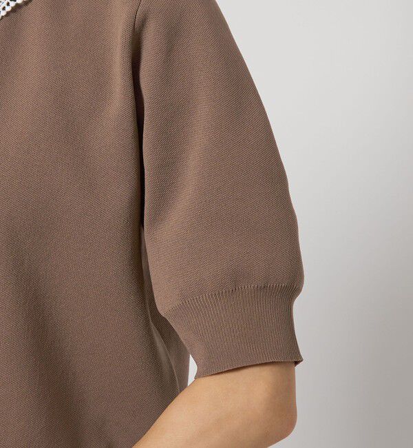 UNITED ARROWS green label relaxing「襟レース 2WAY 5分袖 プルオーバー ニット  -ウォッシャブル-」|ニット・セーター|