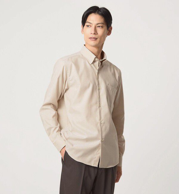 UNITED ARROWS green label relaxing「エブリット コットンオックス ソリッド スナップ ボタンダウン シャツ -イージーアイロン-」|シャツ・ブラウス|BEIGE