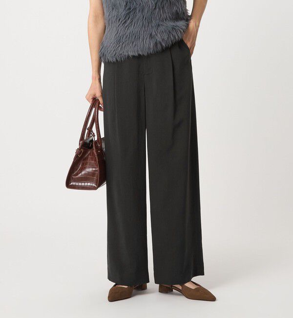 UNITED ARROWS green label relaxing「［size SHORT/TALLあり］パウダリー ワイド パンツ」|その他|BLACK